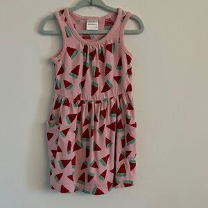 Hanna Andersson Pink Tank Dress with Red & Green Watermelon Print
